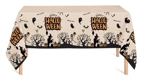 Halloween mintás natúr műanyag asztalterítő 130x180 cm