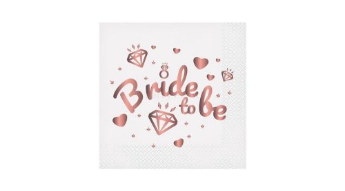 Bride To Be fehér szalvéta - 33 cm x 33 cm, 20 db / csomag