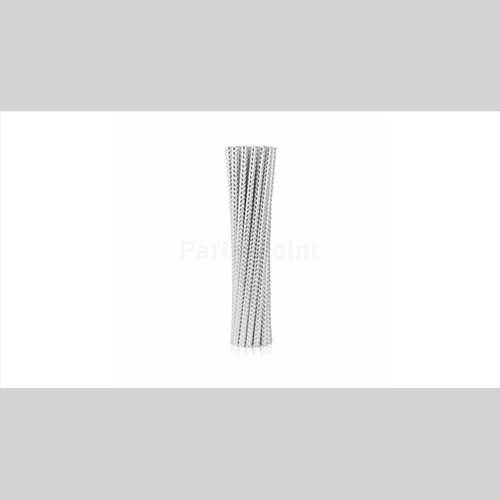 Papír szívószál chevron mintás ezüst - 197 mm x 6 cm, 12 db / csomag