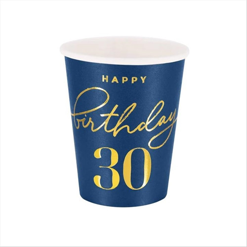 Tengerészkék Pohár Happy Birthday 30 (220ml) - 6db