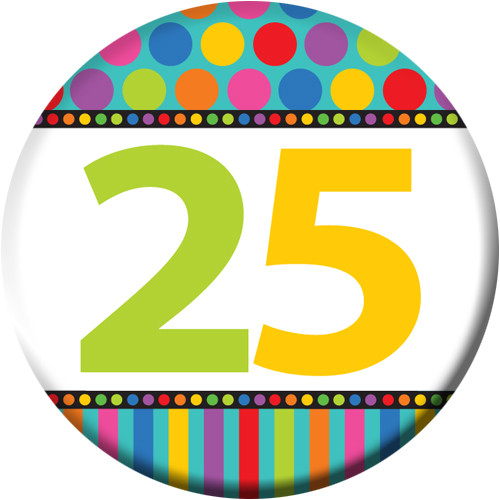 25-ös Szülinapi Számos Kitűző