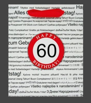 Ajándéktasak 60. Happy Birthday kicsi 11x5x13,5cm
