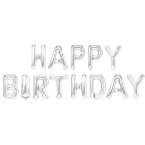 Happy Birthday levegős felirat ezüst 40 cm