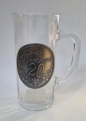 Óncímkés sörös pohár - Boldog Születésnapot 20 (0,3L)
