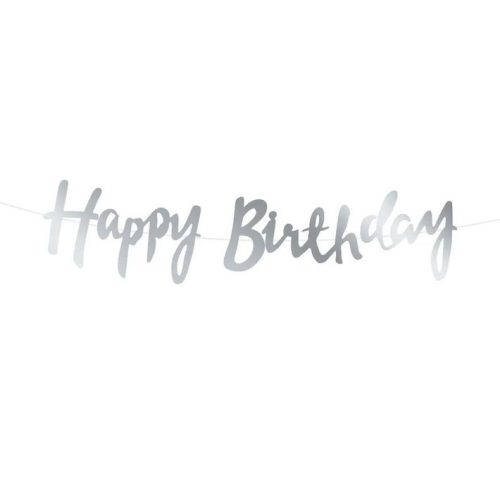 Happy Birthday banner - ezüst