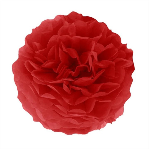 Selyempapír pompon, piros, 35 cm
