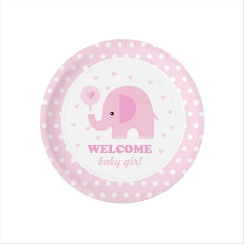 Welcome baby girl - elefántos tányér - 6 db