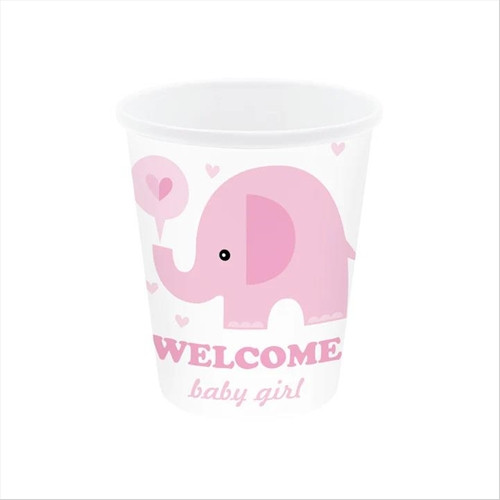Welcome baby girl - elefántos pohár - 6 db