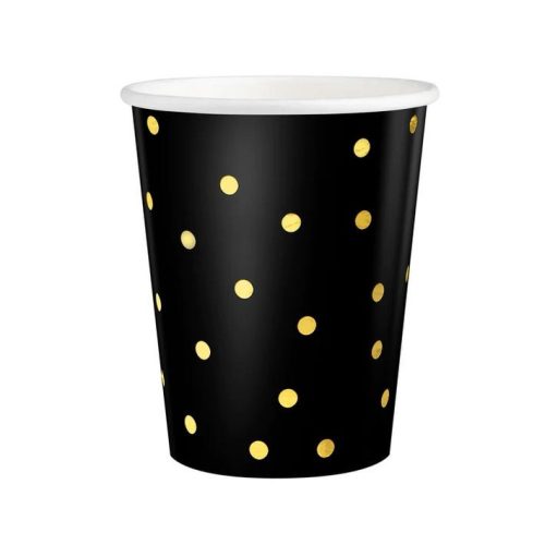 Fekete pohár arany pöttyökkel 220ml 6 db