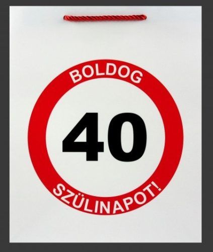 Ajándéktasak Boldog 40. Szülinapot nagy 26x12,5x32cm
