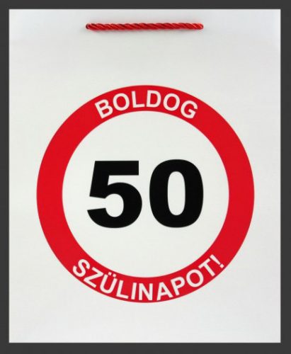 Ajándéktasak Boldog 50. Szülinapot nagy 26x12,5x32cm