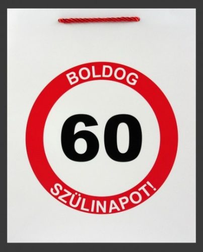 Ajándéktasak Boldog 60. Születésnapot nagy 26x12,5x32cm