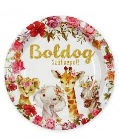 Papírtányér - Boldog Szülinapot - állatos 6 db/csomag