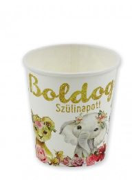 Papírpohár - Boldog Szülinapot - állatos 6 db/csomag