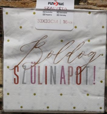Boldog szülinapot feliratú pasztel színű papírszalvéta 16 db/csomag