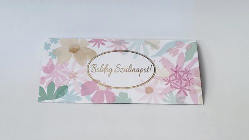 Díszboríték - Boldog Szülinapot (virágos) - 20 x 10 cm