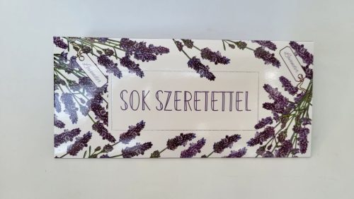 Díszboríték - Sok szeretettel (levendulás) - 20  x 10 cm