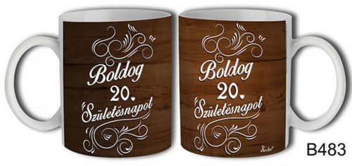 Bögre - Fa mintás Boldog 20. Szülinapot!