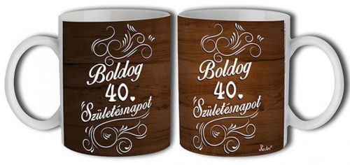 Bögre - Fa mintás Boldog 40. Szülinapot!