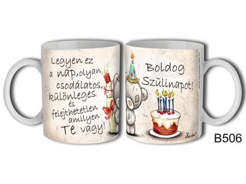 Bögre - Boldog Szülinapot! (macis, tortás)