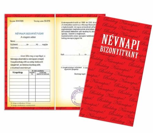 Bizonyítvány - Névnapi Bizonyítvány