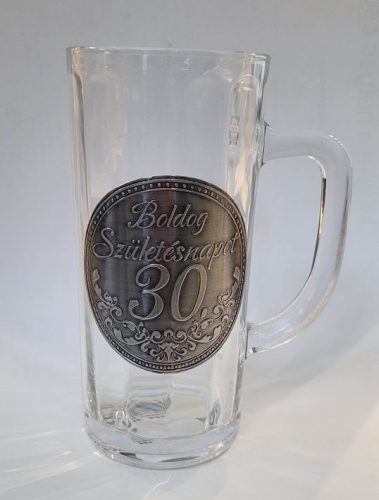 Óncímkés sörös pohár - Boldog születésnapot 30 (0,3L)