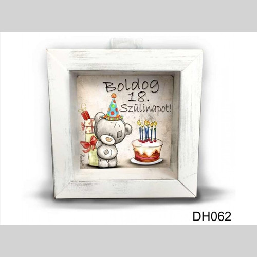 Kicsi 3D Képkeret 11,2 cm x 11, 2 cm  - 18. Születésnapra macis