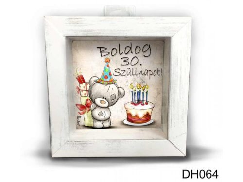 Kicsi 3D Képkeret 11,2 cm x 11, 2 cm - 30. Születésnapra macis