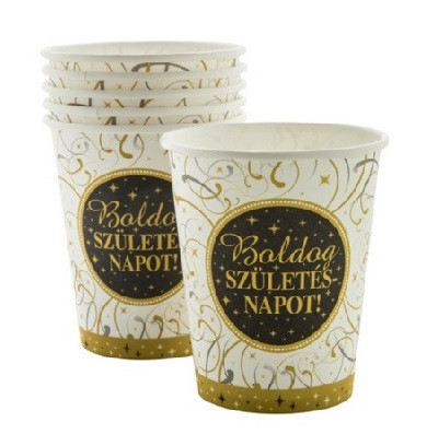 Boldog születésnapot pohár - elegáns 6 db/csomag 250 ml