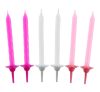Gyertya tartóval pink, fehér és ciklámen színben - 6 cm, 24 db / csomag
