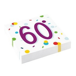 60-as Konfetti Mintás Parti Szalvéta - 33 cm x 33 cm, 16 db-os