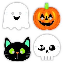 Halloween Karakterek Papír Maszk, 8 db-os