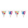 40-es születésnapi színes, pöttyös, 'Happy Birthday'feliratos parti zászlófüzér - 10 m