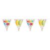 60-as születésnapi színes, pöttyös, 'Happy Birthday'feliratos parti zászlófüzér - 10 m