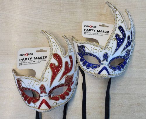Party maszk piros és kék színben