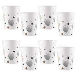Elegáns Léggömb Mintás Papír Parti Pohár - 200 ml, 8 db-os