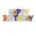 Happy Birthday Feliratú Színes Szülinapi Gyertya, 7 cm-es