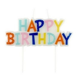 Happy Birthday Feliratú Színes Szülinapi Gyertya, 7 cm-es