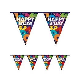 Happy Birthday Feliratos Színes Szülinapi Zászlófüzér - 10 m