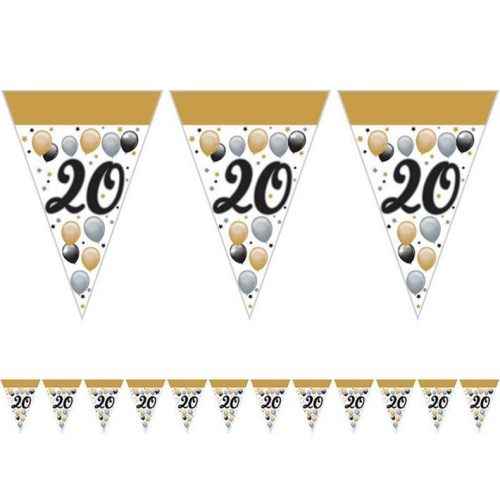 20-as Születésnapi Elegáns Léggömbös Parti Zászlófüzér - 5 m