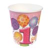 Boldog 1. Szülinapot! Léggömbös Rózsaszín Lányos Parti Pohár - 250 ml, 6 db-os