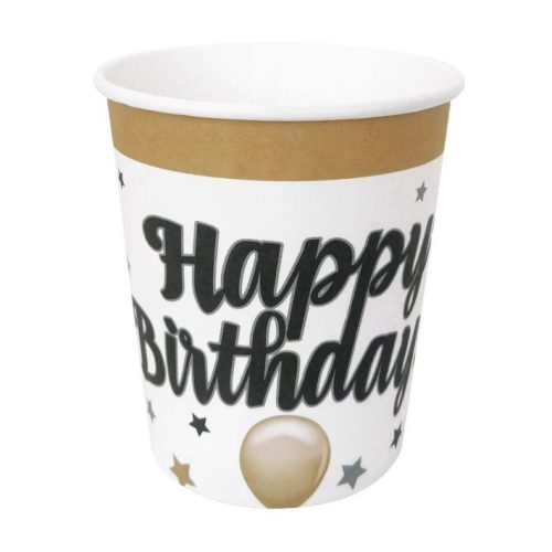 Parti Pohár - Elegáns Léggömbös Happy Birthday! felirattal