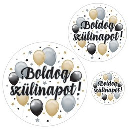 Matrica csomag - Elegáms Léggömbös Boldog Születésnapot! felirattal - 8 db-os