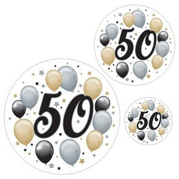 Matrica csomag - Elegáns Léggömbös 50. Születésnapra - 8 db-os