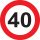 40. Sebességkorlátozó Számos Születésnapi Tábla - 40 cm