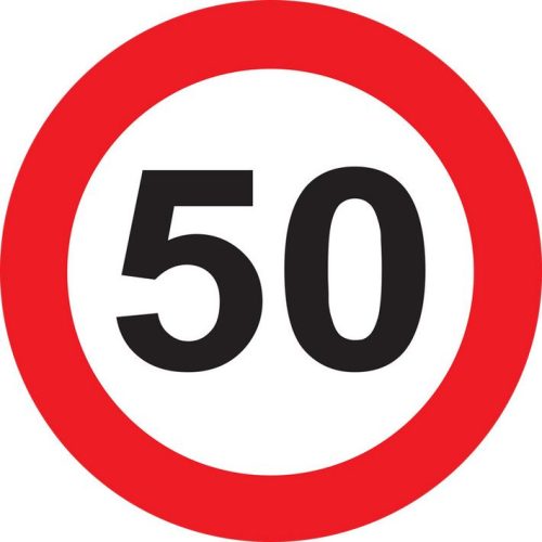 50. Sebességkorlátozó Számos Születésnapi Tábla - 40 cm