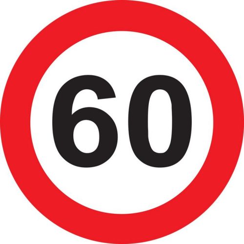 60. Sebességkorlátozó Számos Születésnapi Tábla - 40 cm