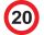 20. Sebességkorlátozó Számos Születésnapi Tábla - 40 cm