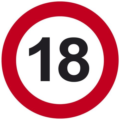18. Sebességkorlátozó Számos Születésnapi Tábla - 40 cm