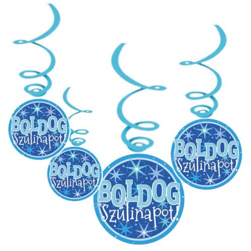 Boldog születésnapot! Kék, parti függődekoráció